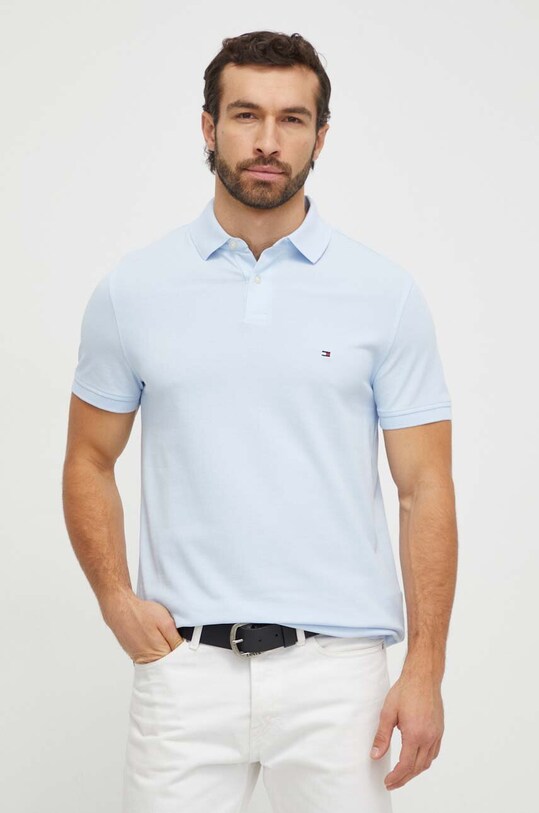 Tommy Hilfiger polo z elastanem niebieski MW0MW17770