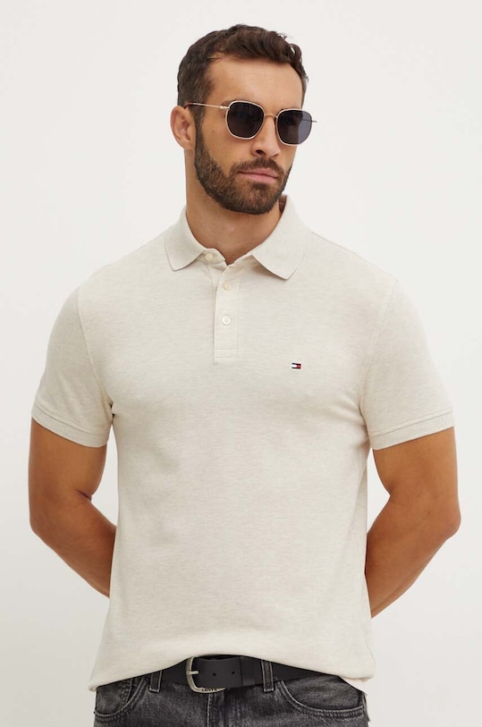 Tommy Hilfiger polo z elastanem beżowy MW0MW17771