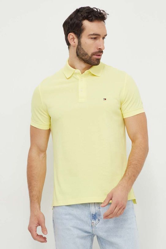 Polo majica Tommy Hilfiger bez uzorka zlatna MW0MW17771