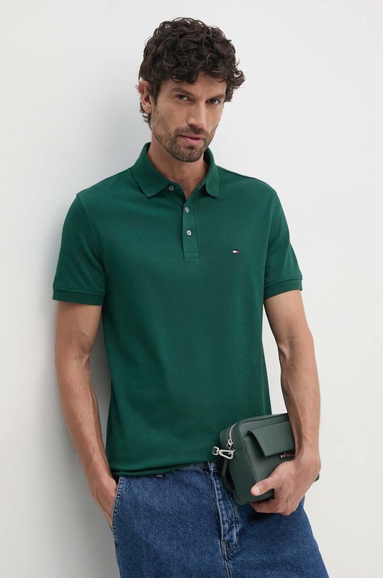Polo tričko Tommy Hilfiger hladký zelená MW0MW17771