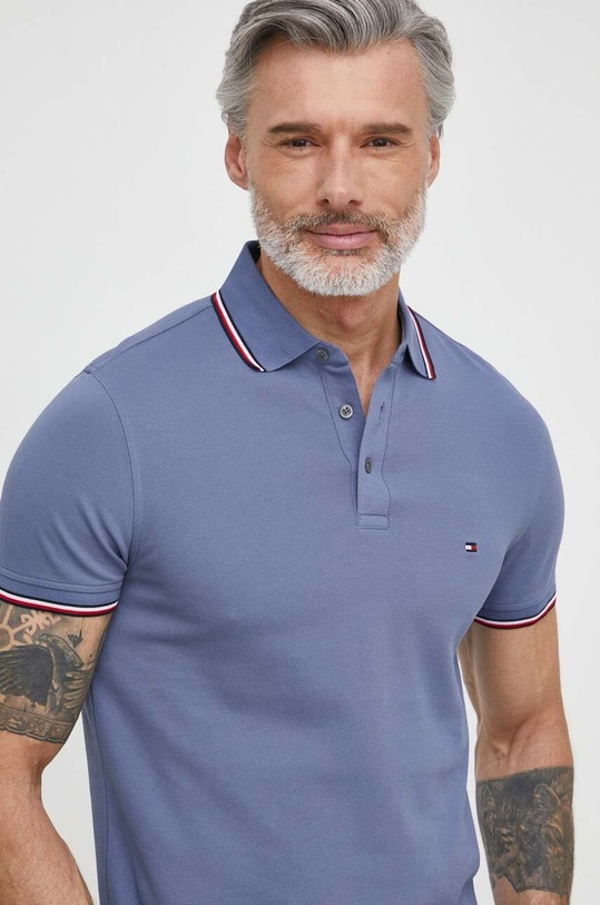Tommy Hilfiger polo z elastanem niebieski MW0MW30750