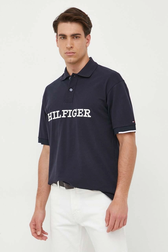 Хлопковое поло Tommy Hilfiger MW0MW31676 тёмно-синий AW23