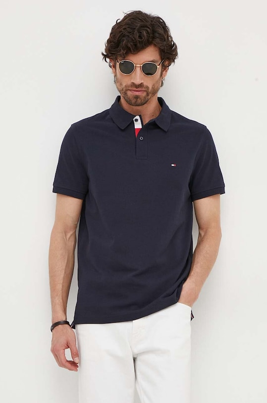 Tommy Hilfiger polo de bumbac regular bleumarin MW0MW31684