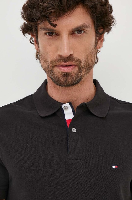 Tommy Hilfiger polo bawełniane bawełna czarny MW0MW31684
