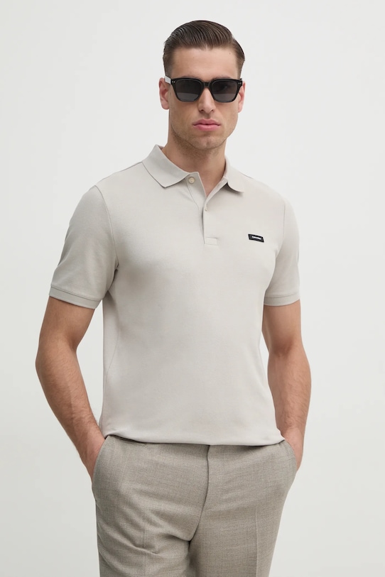 Polo majica Calvin Klein bež K10K111196