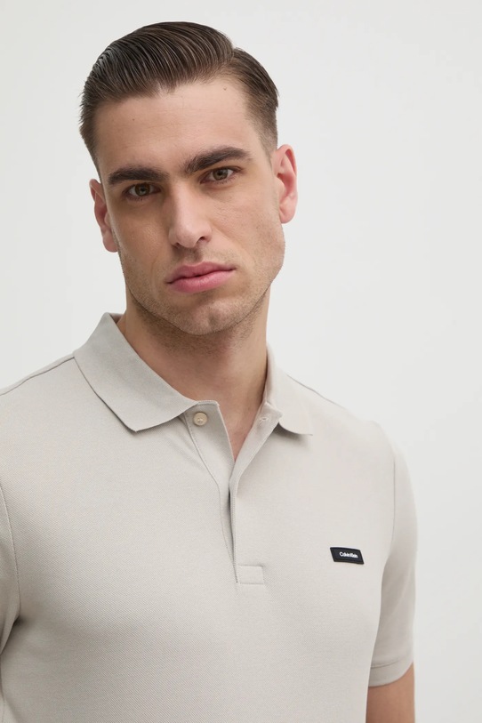 Polo majica Calvin Klein bež K10K111196