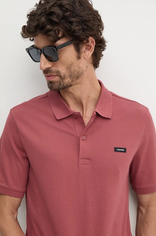 Odzież Calvin Klein polo K10K111196 bordowy