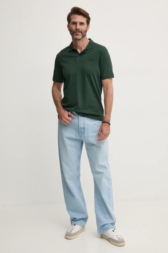 Bavlněné polo tričko Calvin Klein K10K111657 zelená AA00