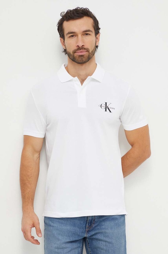 Polo tričko Calvin Klein Jeans J30J323395 biela AW23
