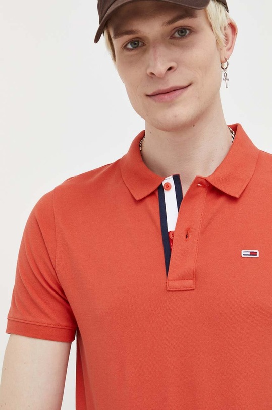 Tommy Jeans polo bawełniane pomarańczowy DM0DM15940