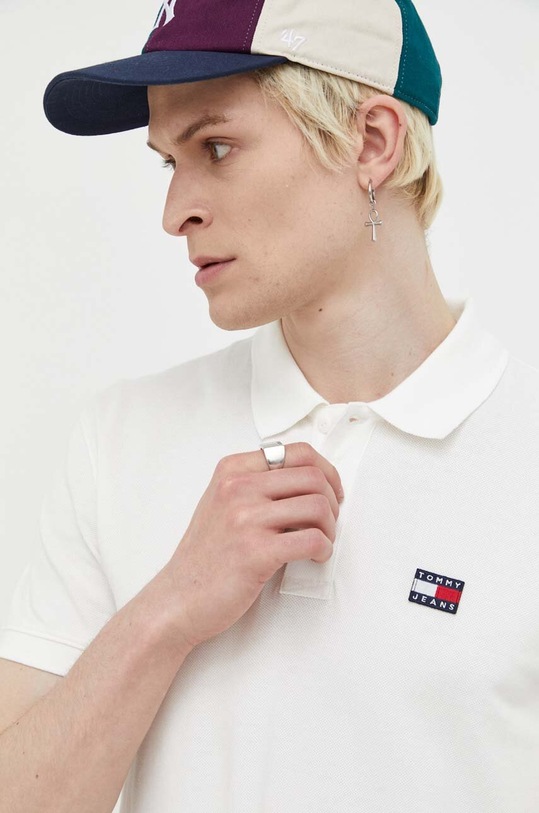 Tommy Jeans polo bawełniane bawełna beżowy DM0DM16224