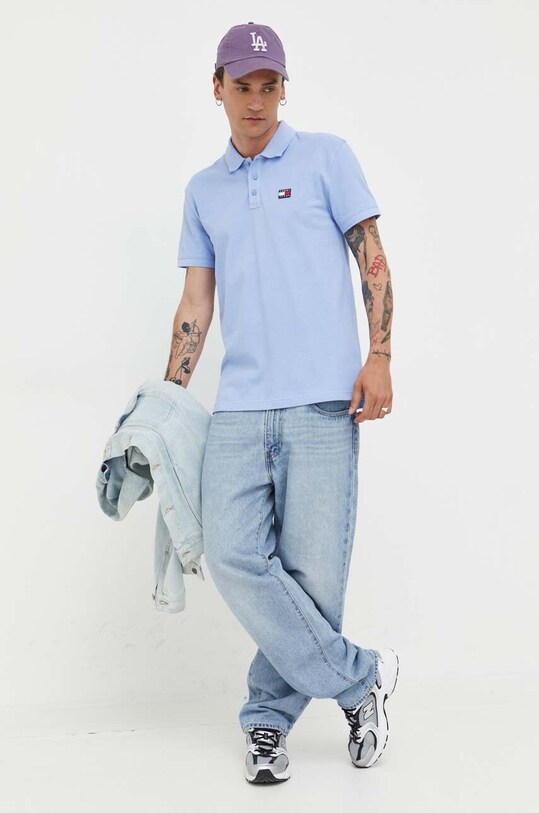Tommy Jeans polo bawełniane DM0DM16224 niebieski AW23