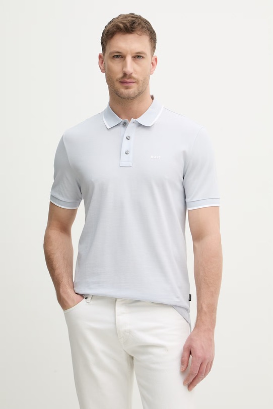 Бавовняне поло BOSS блакитний 50494697