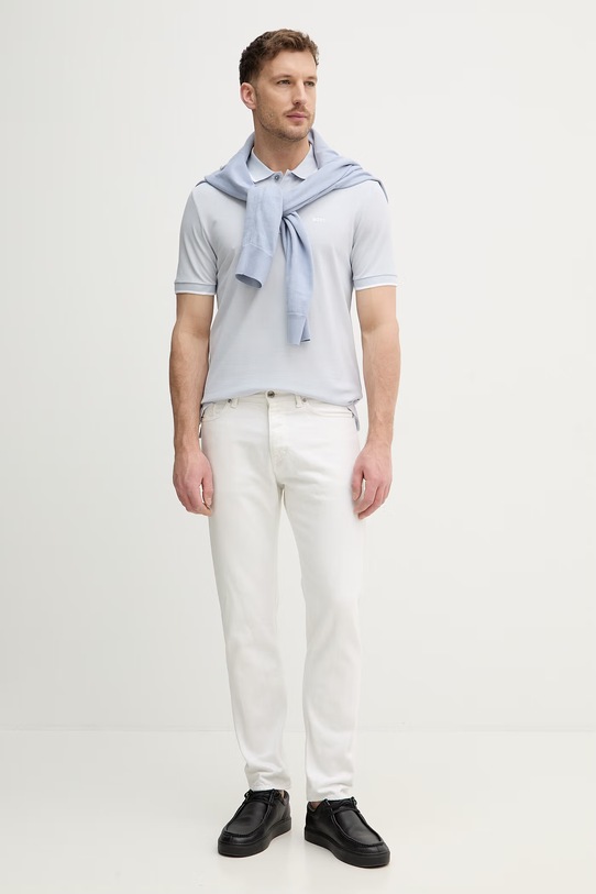 Бавовняне поло BOSS 50494697 блакитний SS26