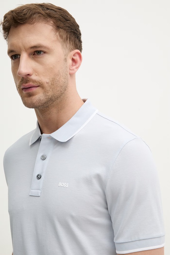 Бавовняне поло BOSS блакитний 50494697