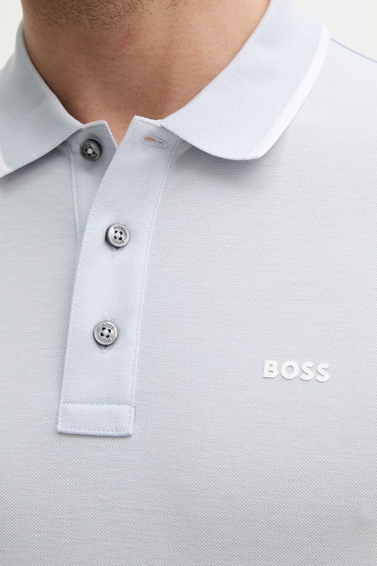 Бавовняне поло BOSS 50494697 блакитний