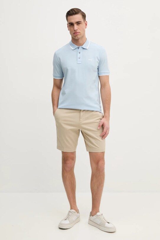 BOSS polo de bumbac 50494697 albastru SS25