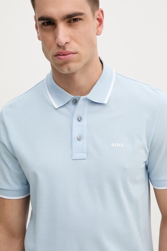 BOSS polo de bumbac albastru 50494697