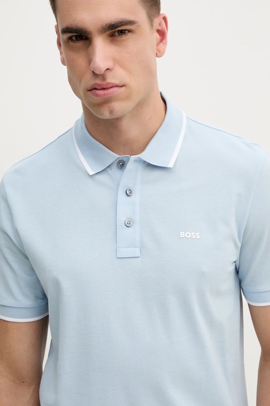 Бавовняне поло BOSS Parlay 190 блакитний 50494697
