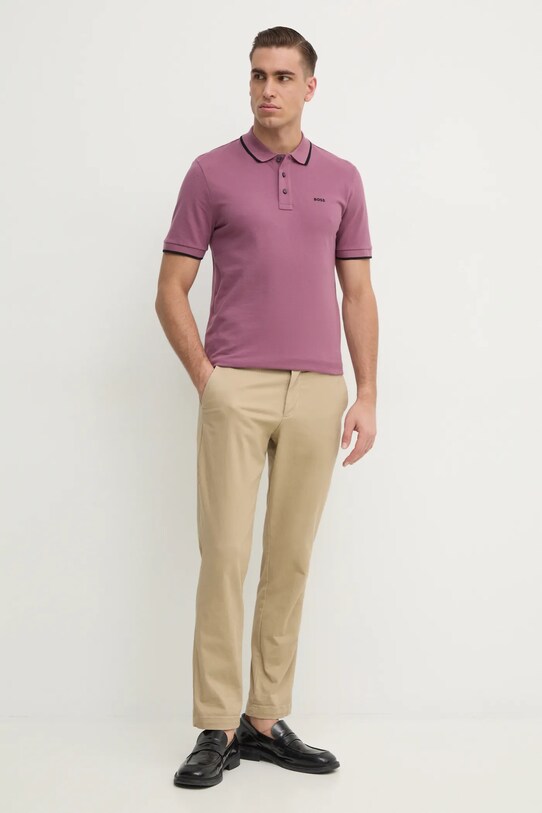 BOSS polo bawełniane Parlay 190 50494697 różowy NC25
