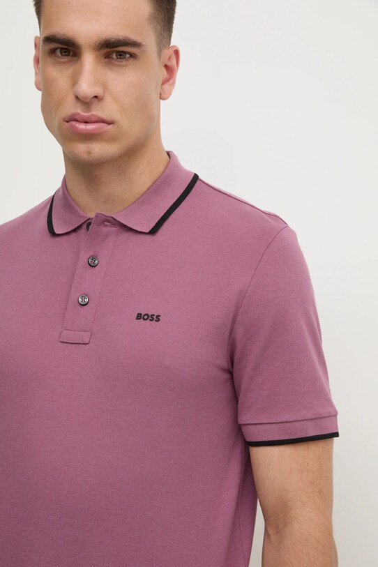 BOSS polo bawełniane Parlay 190 różowy 50494697