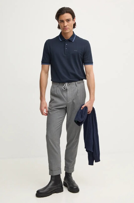 BOSS polo de bumbac 50494697 bleumarin SS25