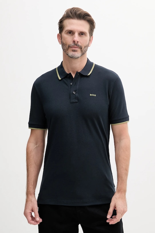 BOSS polo de bumbac regular bleumarin 50494697