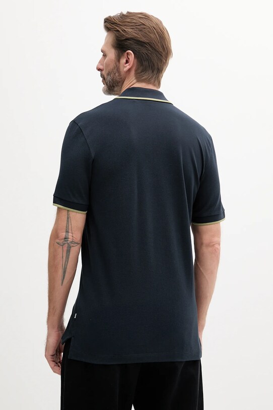 BOSS polo bawełniane 50494697 granatowy SS25