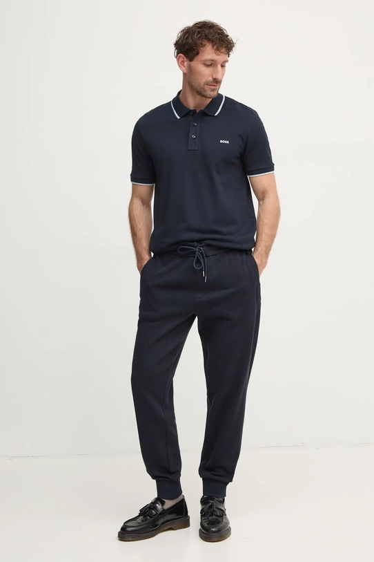 BOSS polo bawełniane 50494697 granatowy SS25