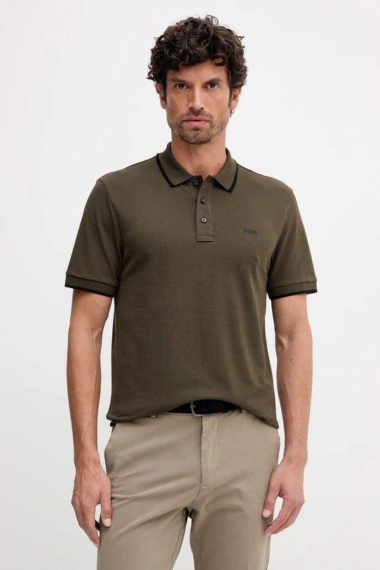 Bavlnené polo tričko BOSS zelená 50494697