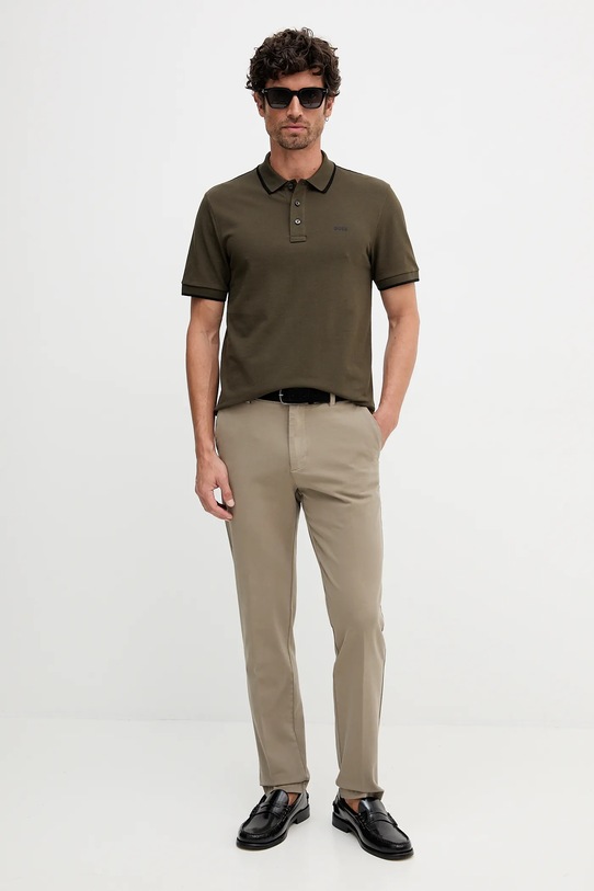 Bavlnené polo tričko BOSS 50494697 zelená AW25