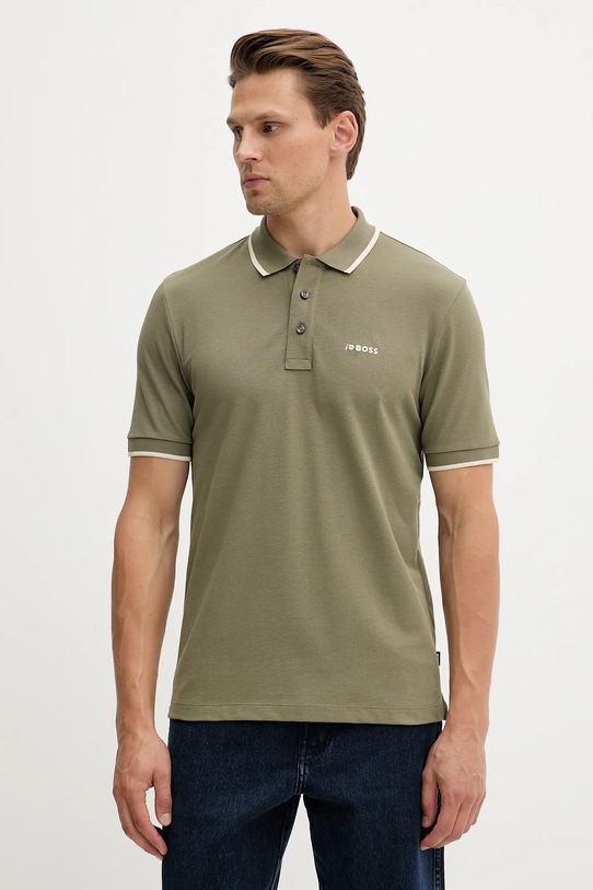 Bombažen polo BOSS zelena 50494697