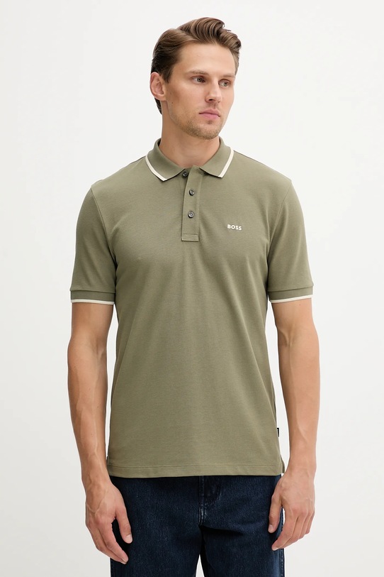 Bombažen polo BOSS zelena 50494697