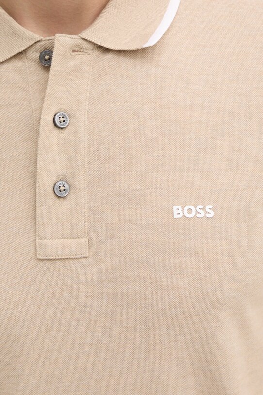 Βαμβακερό μπλουζάκι πόλο BOSS 50494697 μπεζ