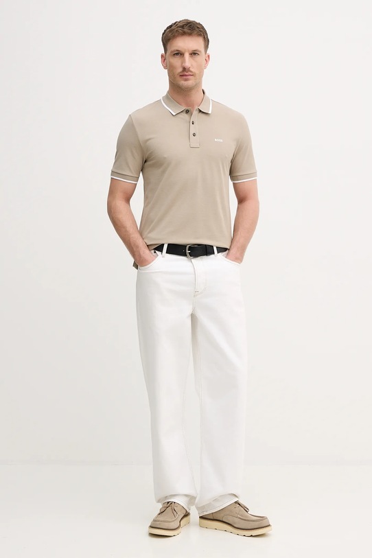 BOSS polo bawełniane 50494697 zielony AW25