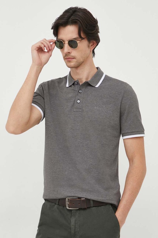 BOSS polo bawełniane bawełna szary 50494697