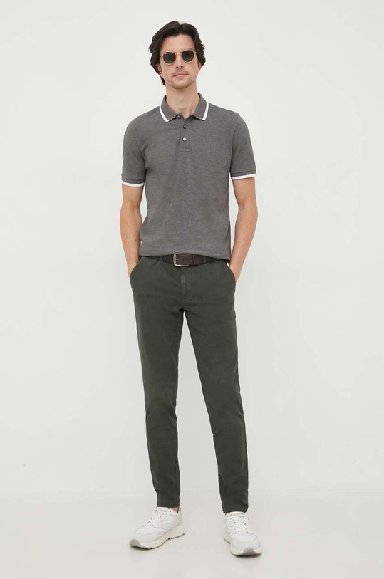 BOSS polo bawełniane 50494697 szary SS25