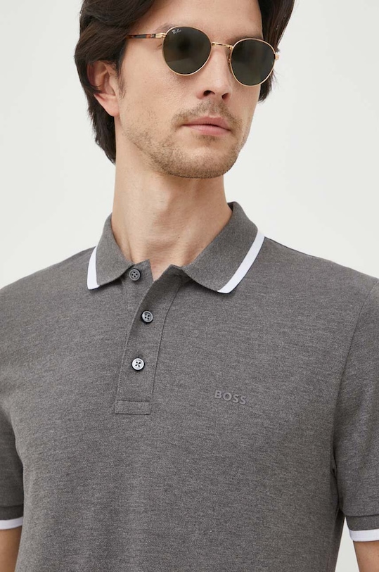 BOSS polo bawełniane szary 50494697