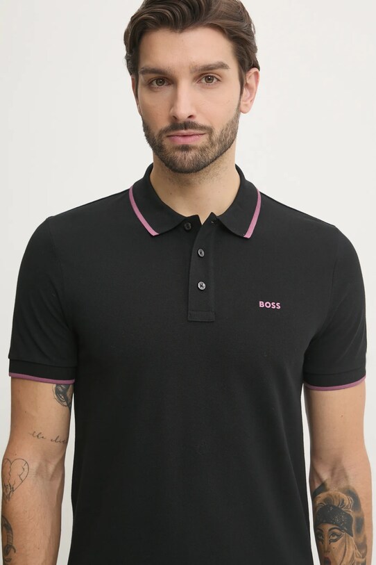 BOSS polo de bumbac negru 50494697