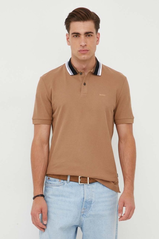 BOSS polo bawełniane bawełna beżowy 50495709