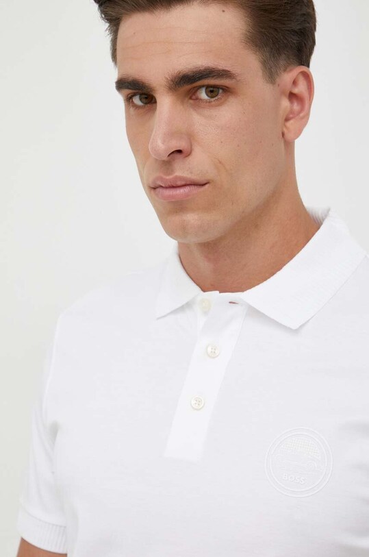 Bavlněné polo tričko BOSS bílá 50496590