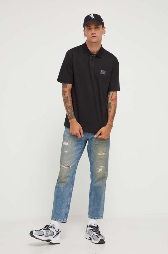 HUGO polo bawełniane 50493036 czarny AW23