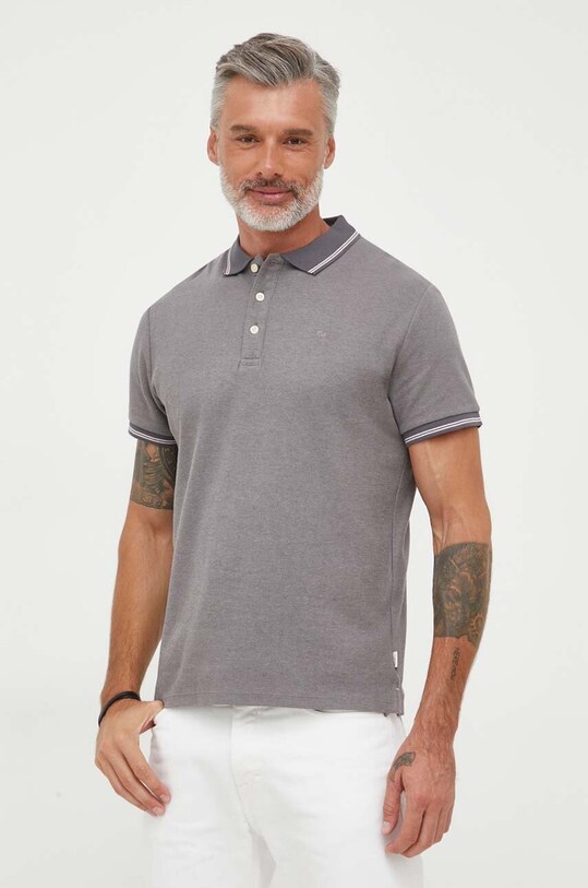 Pepe Jeans polo bawełniane Lisson bawełna szary PM542041.976