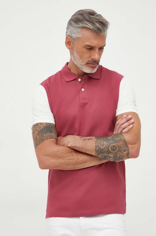 Pepe Jeans polo bawełniane Londgford nadruk różowy PM542043.278