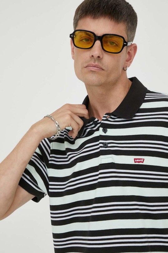 Levi's polo bawełniane wzorzyste turkusowy 35883.0115