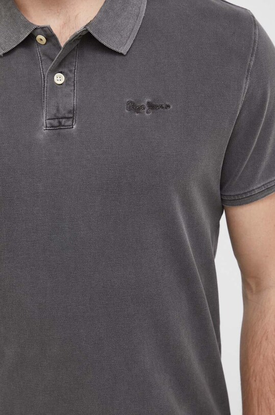 Βαμβακερό μπλουζάκι πόλο Pepe Jeans Oliver PM541983.990 γκρί