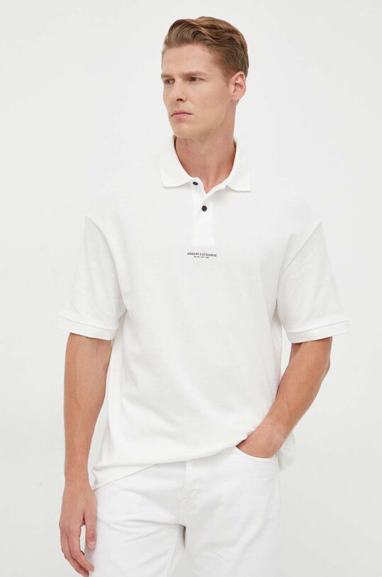 Armani Exchange polo bawełniane 6RZFLE.ZJM5Z beżowy AW23