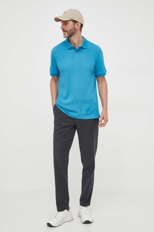 Bavlnené polo tričko Armani Exchange 6RZFLM.ZJM5Z modrá AW23