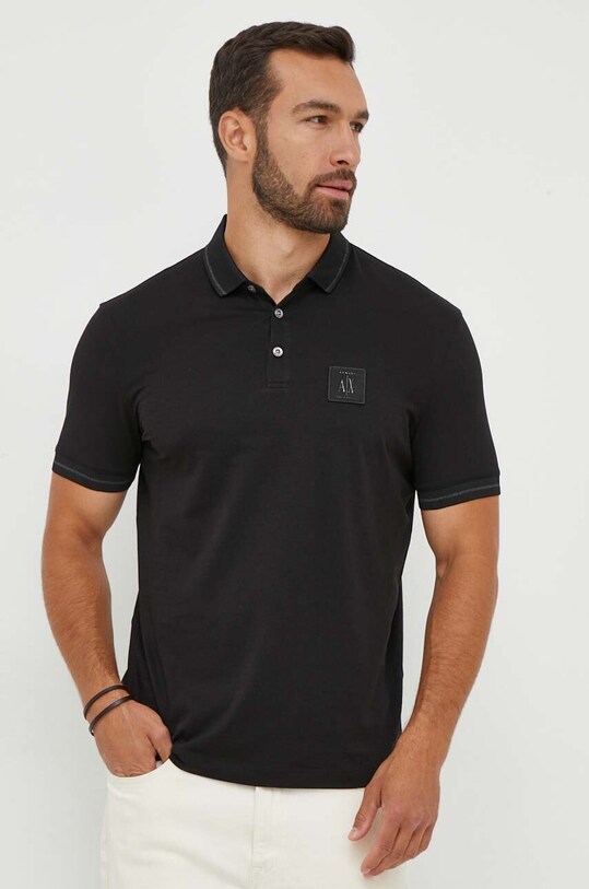 Бавовняне поло Armani Exchange бавовна чорний 8NZFPQ.ZJH4Z