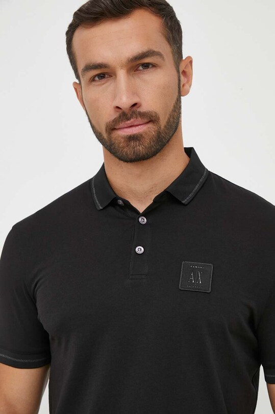 Бавовняне поло Armani Exchange чорний 8NZFPQ.ZJH4Z